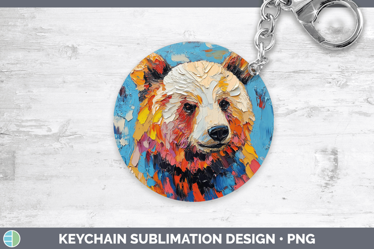Animals Thick Paint Bear Keychain Sublimation Keyring Design