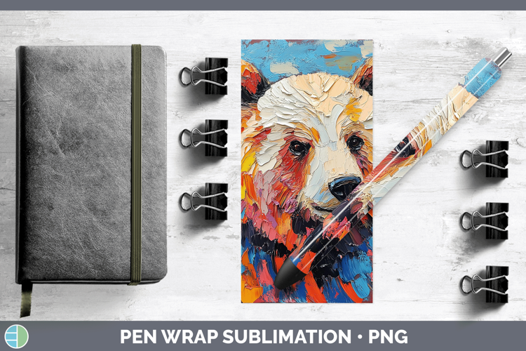 Animals Thick Paint Bear Pen Wrap Sublimation Pen Designs