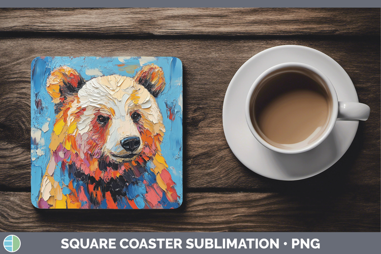 Animals Thick Paint Bear Square Coaster Sublimation Coaster