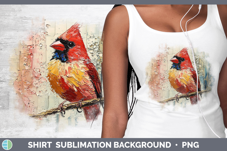 Animals Thick Paint Cardinal Shirt Sublimation Sublimation B