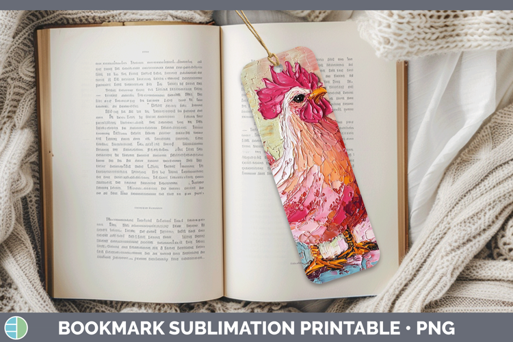 Animals Thick Paint Chicken Bookmark Sublimation Printable D