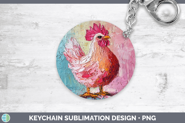 Animals Thick Paint Chicken Keychain Sublimation Keyring Des