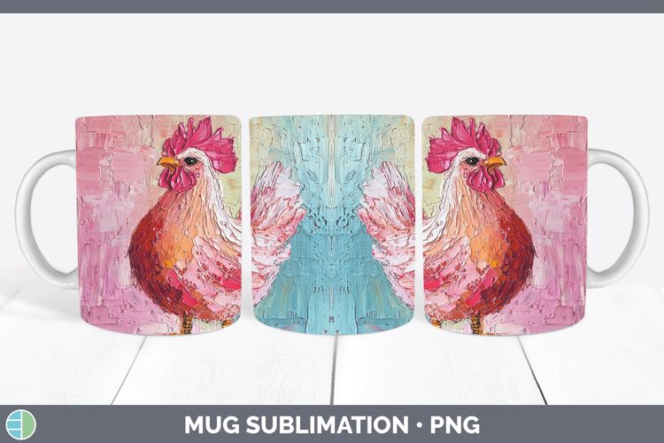 Animals Thick Paint Chicken Mug Wrap Sublimation Coffee Cup