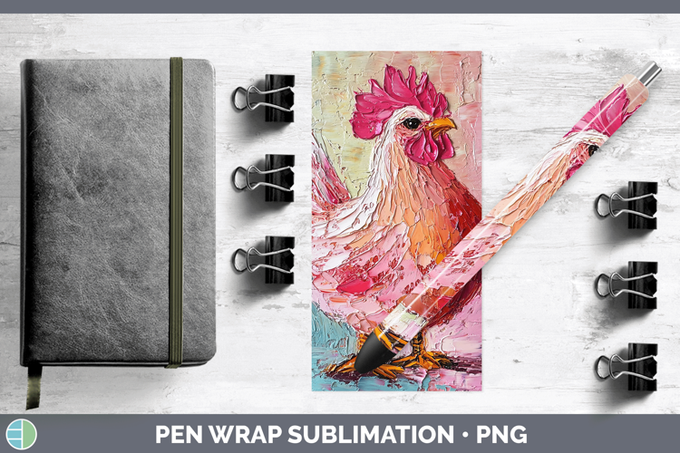 Animals Thick Paint Chicken Pen Wrap Sublimation Pen Designs