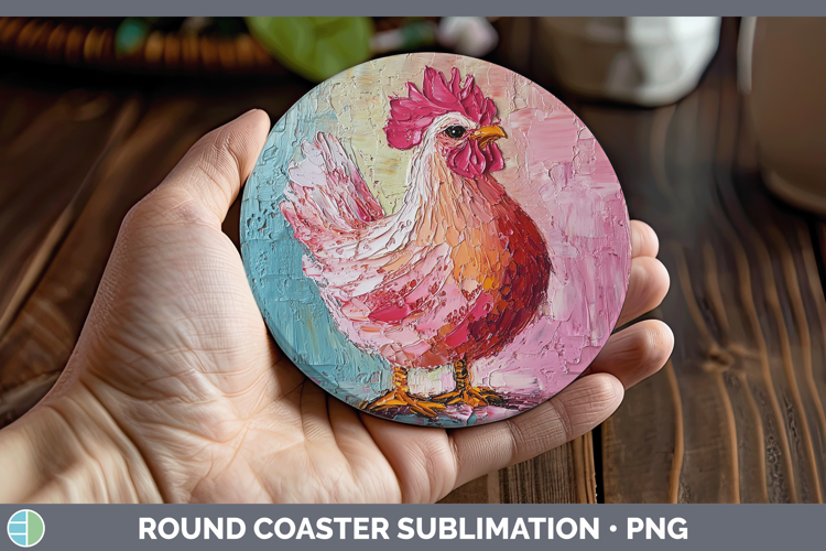 Animals Thick Paint Chicken Round Coaster Sublimation Coaste