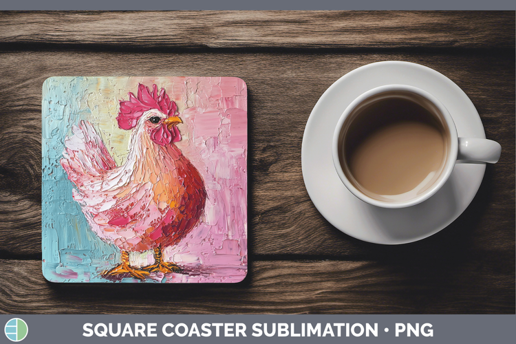 Animals Thick Paint Chicken Square Coaster Sublimation Coast