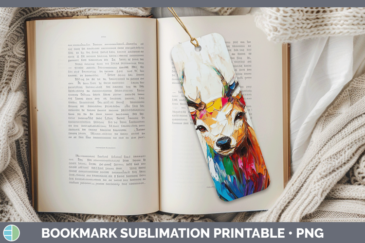 Animals Thick Paint Deer Bookmark Sublimation Printable Desi