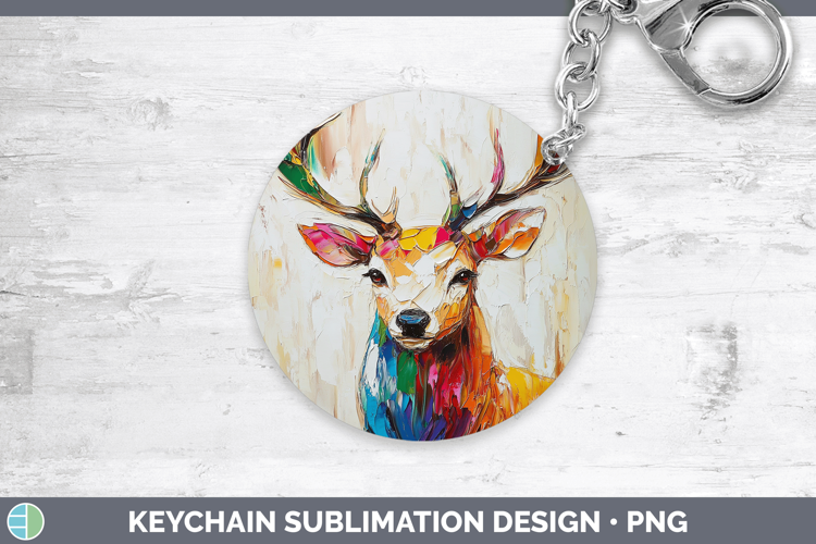 Animals Thick Paint Deer Keychain Sublimation Keyring Design