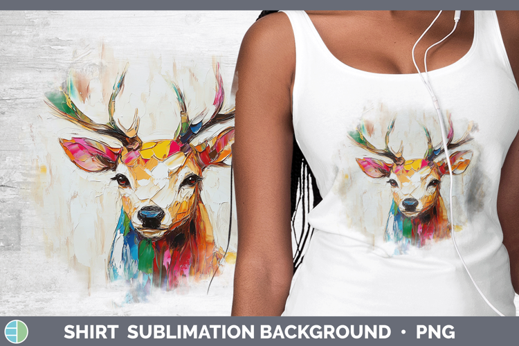 Animals Thick Paint Deer Shirt Sublimation Sublimation Backg