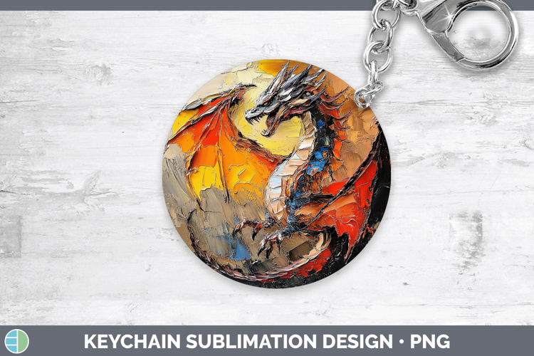 Animals Thick Paint Dragon Keychain Sublimation Keyring Desi