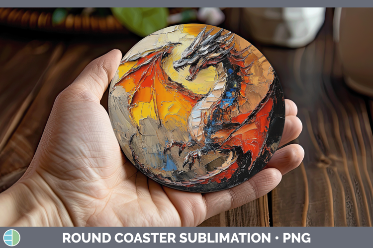 Animals Thick Paint Dragon Round Coaster Sublimation Coaster