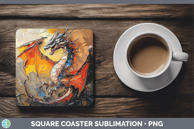 Animals Thick Paint Dragon Square Coaster Sublimation Coaste