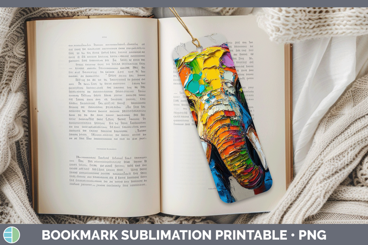 Animals Thick Paint Elephant Bookmark Sublimation Printable