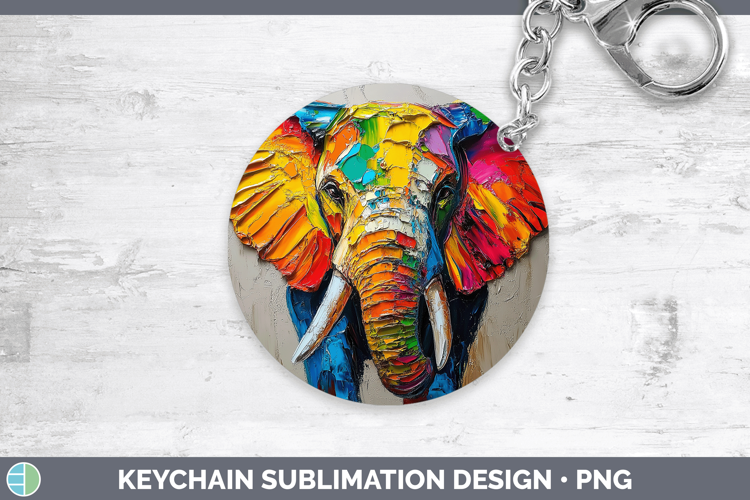 Animals Thick Paint Elephant Keychain Sublimation Keyring De