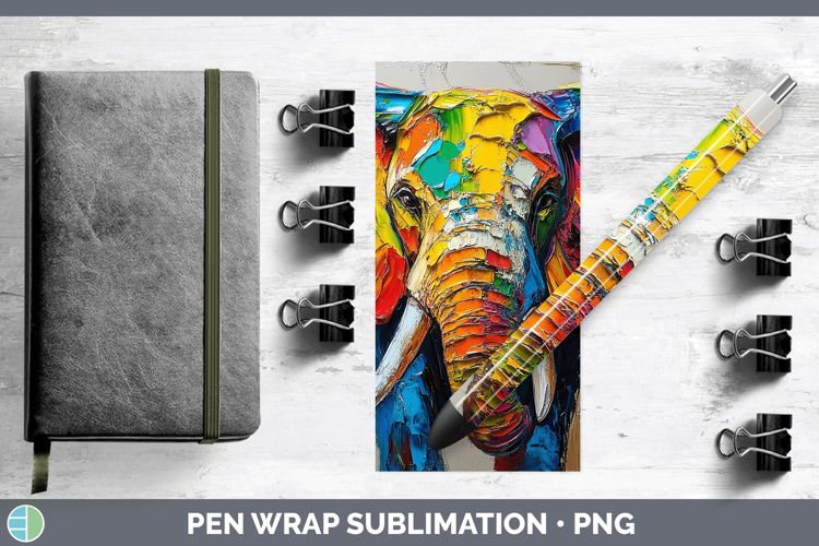 Animals Thick Paint Elephant Pen Wrap Sublimation Pen Design
