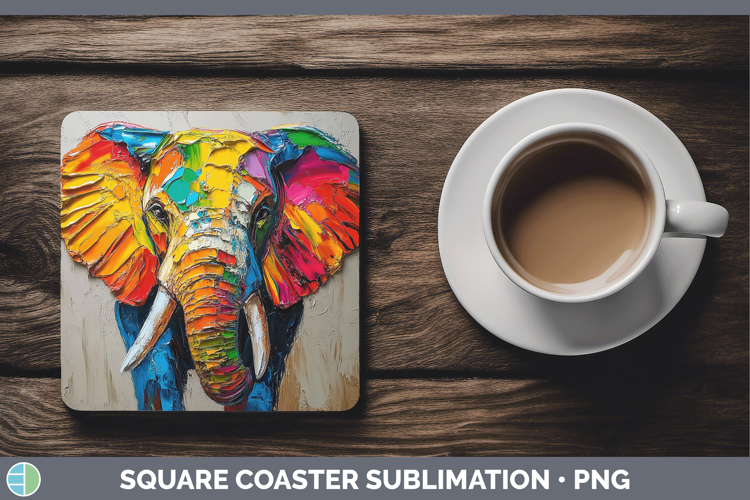 Animals Thick Paint Elephant Square Coaster Sublimation Coas