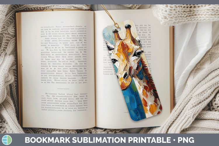 Animals Thick Paint Giraffe Bookmark Sublimation Printable D