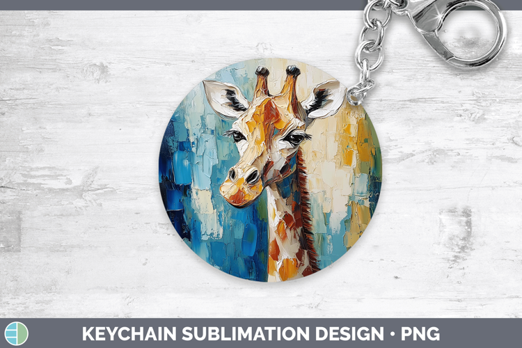 Animals Thick Paint Giraffe Keychain Sublimation Keyring Des