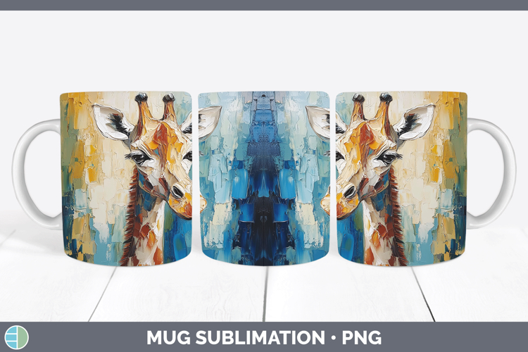 Animals Thick Paint Giraffe Mug Wrap Sublimation Coffee Cup
