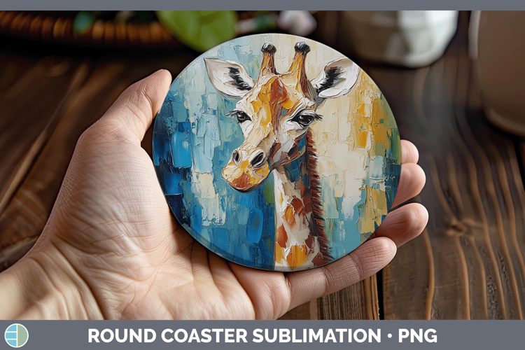 Animals Thick Paint Giraffe Round Coaster Sublimation Coaste