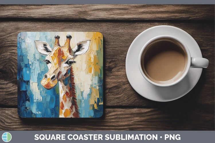 Animals Thick Paint Giraffe Square Coaster Sublimation Coast