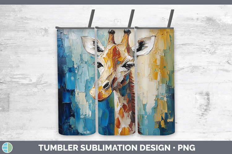 Animals Thick Paint Giraffe Tumbler Sublimation 20 oz Skinny