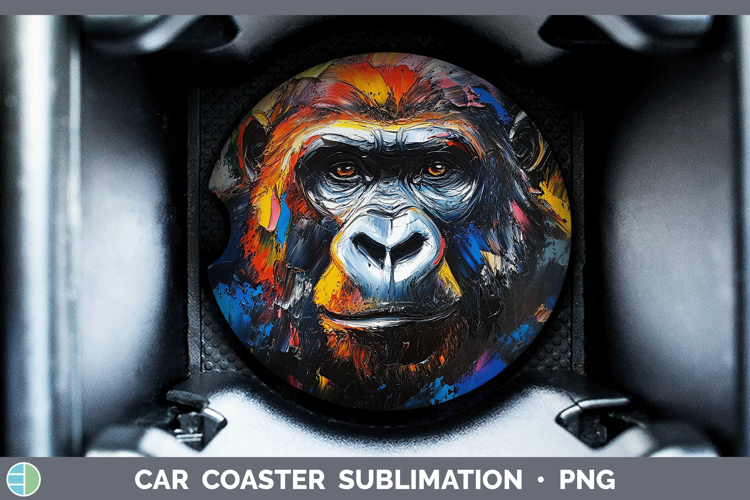 Animals Thick Paint Gorilla Car Coaster Sublimation Designs