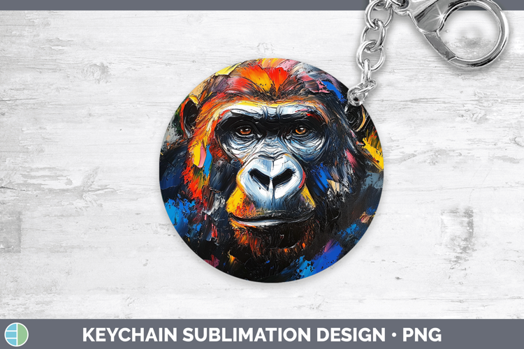Animals Thick Paint Gorilla Keychain Sublimation Keyring Des