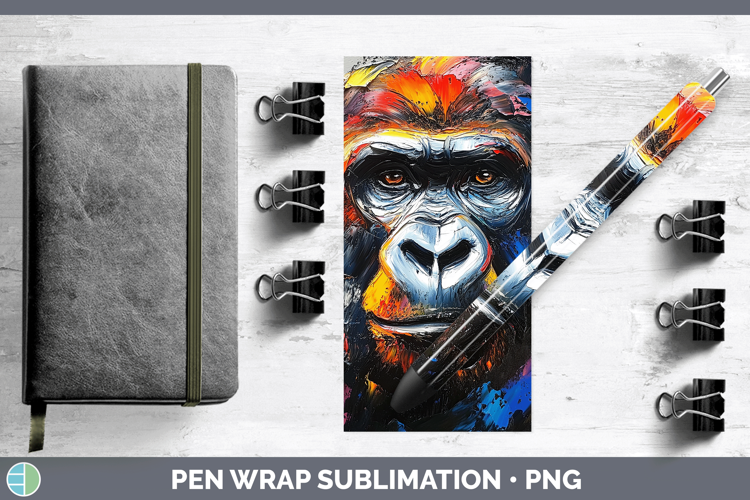 Animals Thick Paint Gorilla Pen Wrap Sublimation Pen Designs