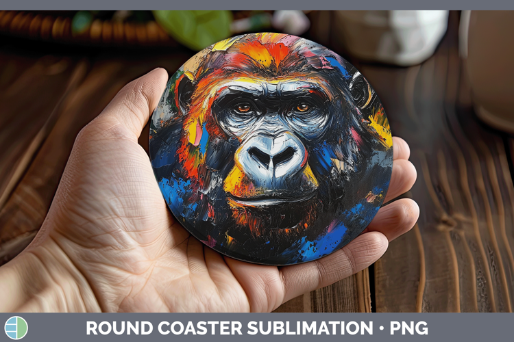 Animals Thick Paint Gorilla Round Coaster Sublimation Coaste