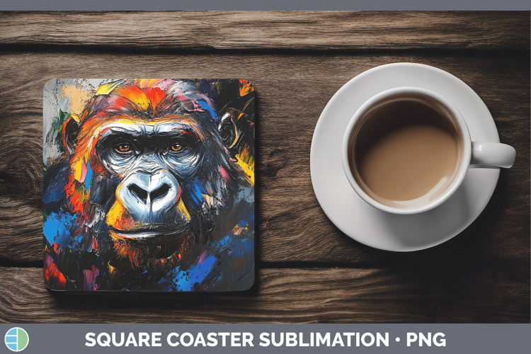 Animals Thick Paint Gorilla Square Coaster Sublimation Coast