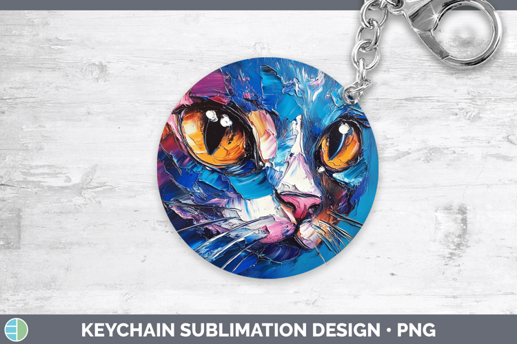 Animals Thick Paint Kitten Keychain Sublimation Keyring Desi