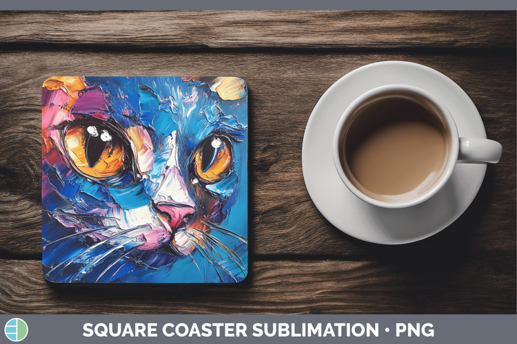 Animals Thick Paint Kitten Square Coaster Sublimation Coaste