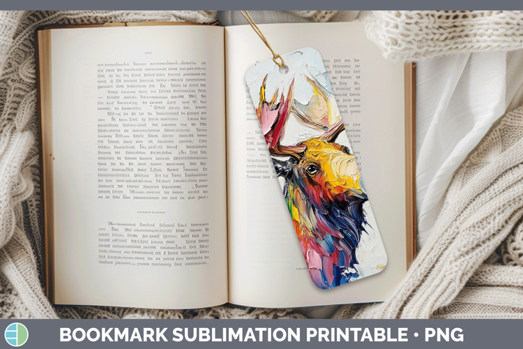 Animals Thick Paint Moose Bookmark Sublimation Printable Des
