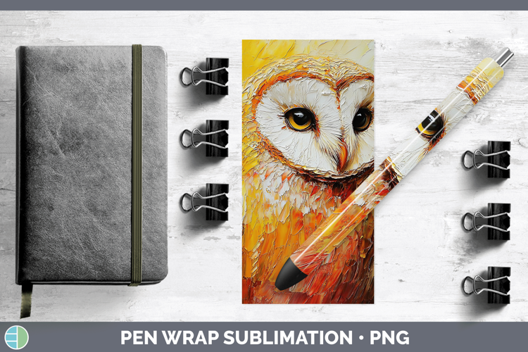 Animals Thick Paint Owl Pen Wrap Sublimation Pen Designs