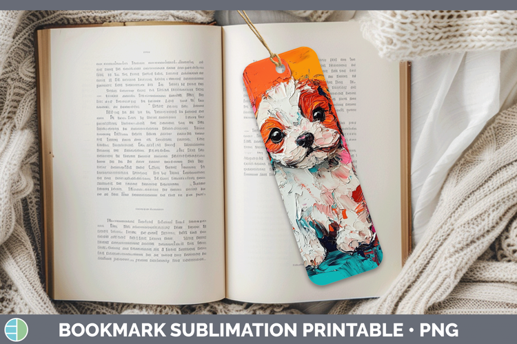 Animals Thick Paint Puppy Bookmark Sublimation Printable Des