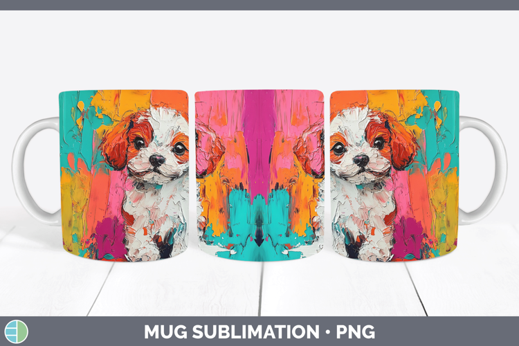 Animals Thick Paint Puppy Mug Wrap Sublimation Coffee Cup De