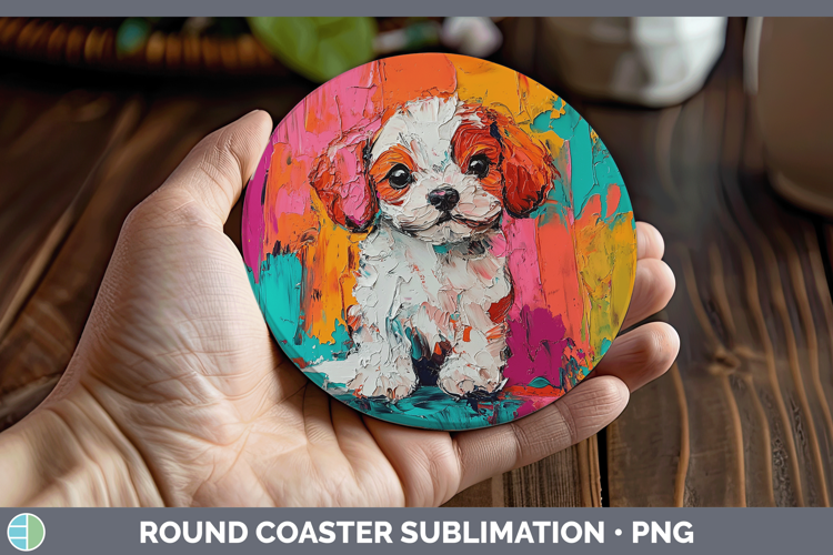 Animals Thick Paint Puppy Round Coaster Sublimation Coaster