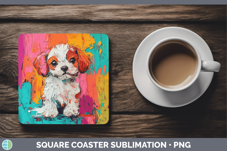 Animals Thick Paint Puppy Square Coaster Sublimation Coaster