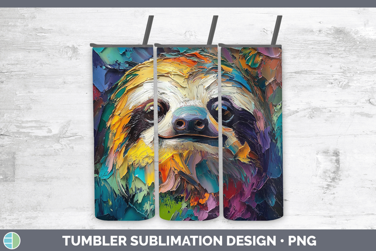 Animals Thick Paint Sloth Tumbler Sublimation 20 oz Skinny T