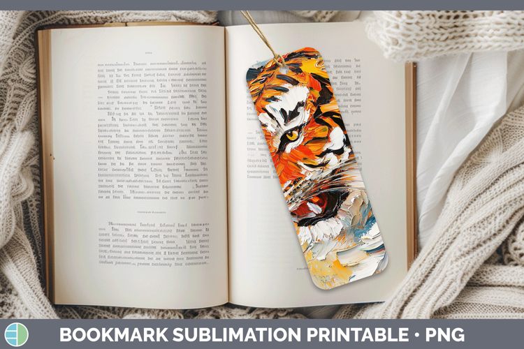 Animals Thick Paint Tiger Bookmark Sublimation Printable Des