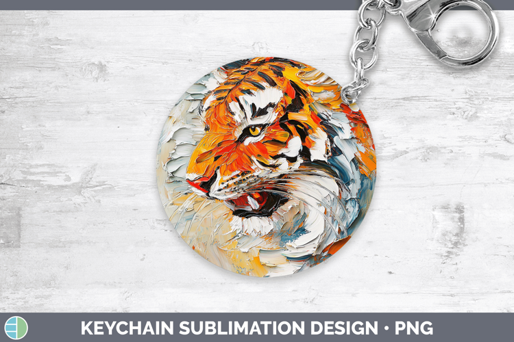 Animals Thick Paint Tiger Keychain Sublimation Keyring Desig