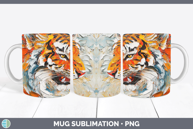 Animals Thick Paint Tiger Mug Wrap Sublimation Coffee Cup De
