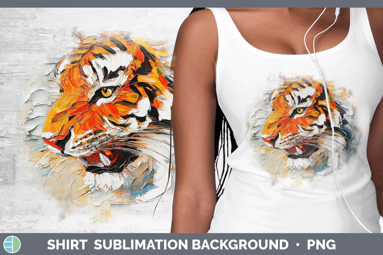 Animals Thick Paint Tiger Shirt Sublimation Sublimation Back