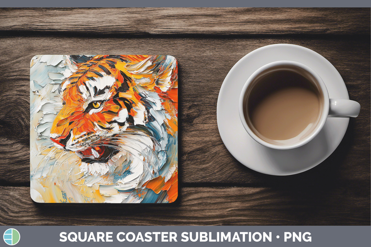 Animals Thick Paint Tiger Square Coaster Sublimation Coaster