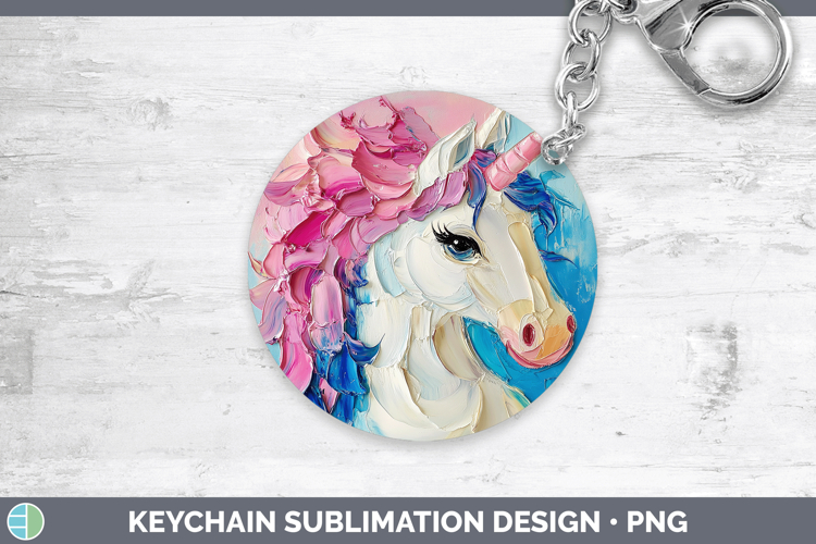 Animals Thick Paint Unicorn Keychain Sublimation Keyring Des