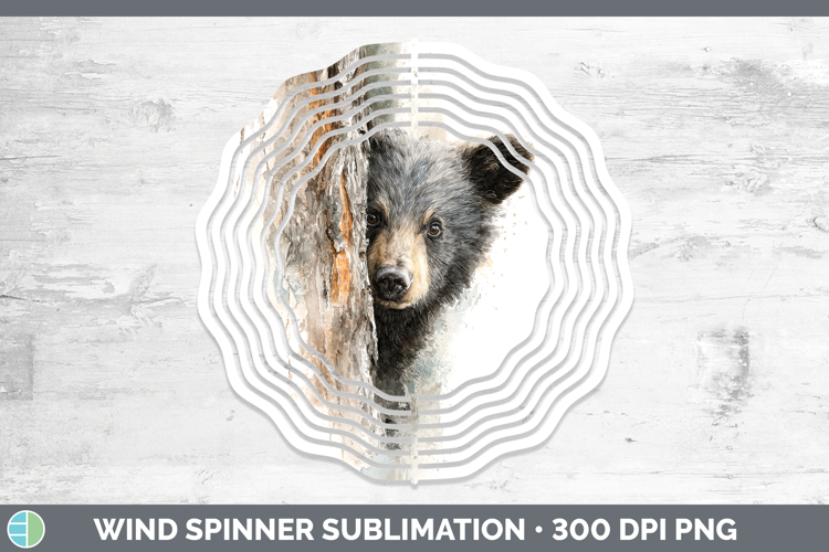 Bear Animals Tree Peek Wind Spinner Sublimation Design
