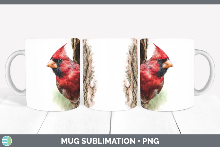 Cardinal Animals Tree Peek Mug Wrap Sublimation Design