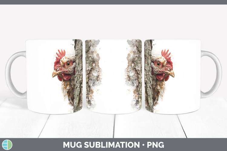 Chicken Animals Tree Peek Mug Wrap Sublimation Design