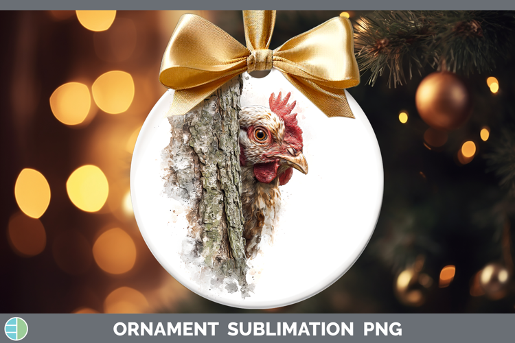 Chicken Animals Tree Peek Ornament Sublimation Design